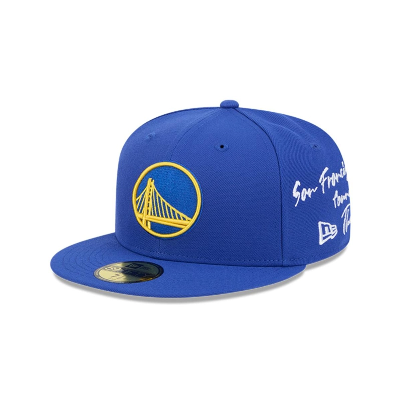 GORRA 59FIFTY GOLDEN STATE WARRIORS NBA TEAM VERBIAGE BLUE - 1