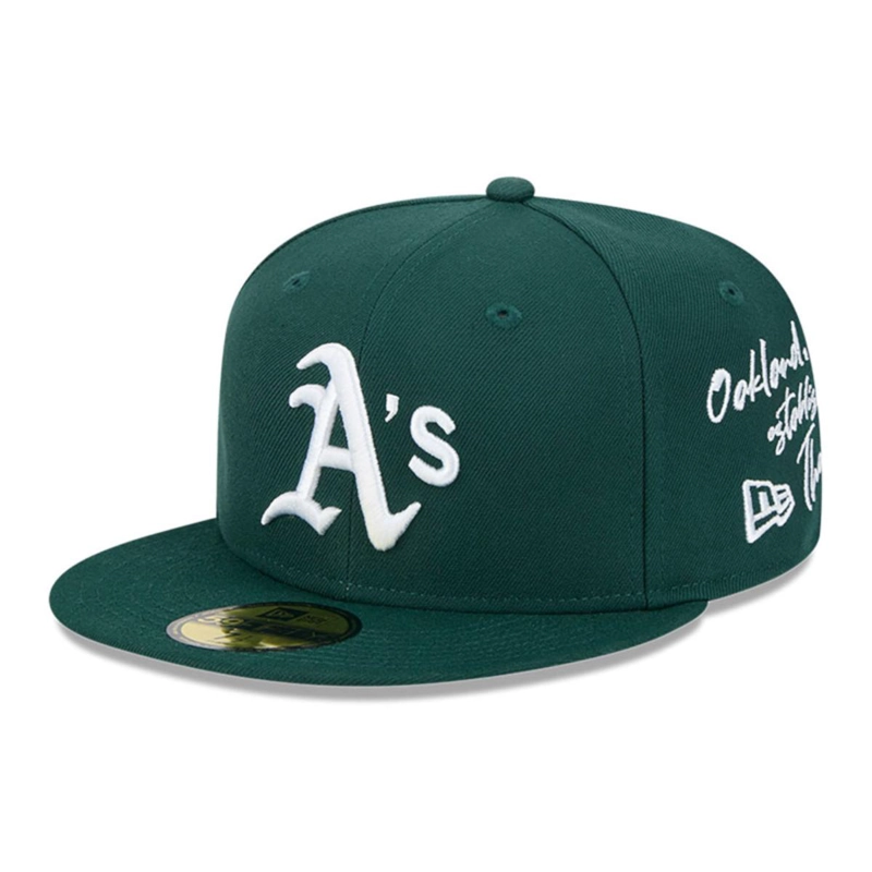 GORRA 59FIFTY OAKLAND ATHLETICS MLB TEAM VERBIAGE VERDE - 1