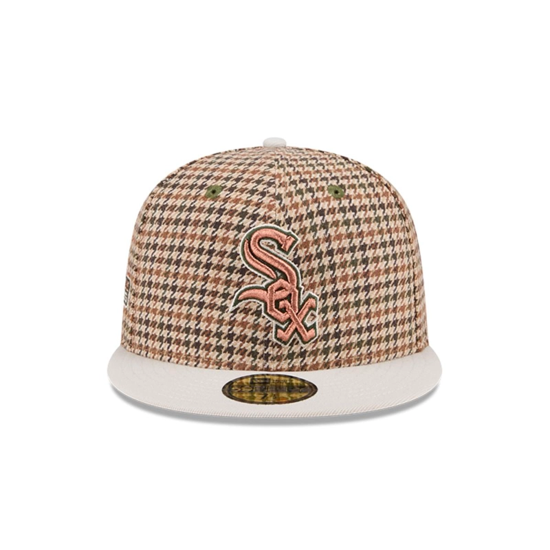 GORRA NEW ERA BEIGE 59FIFTY CHICAGO WHITE SOX MLB HOUNDSTOOH OPEN BROWN - 3