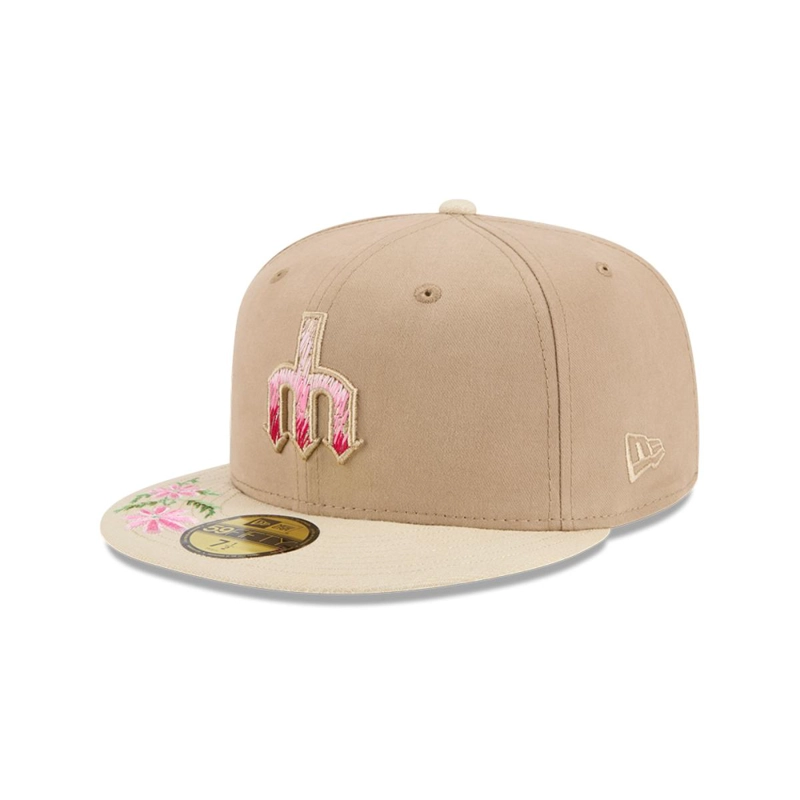 GORRA 59FIFTY SEATTLE MARINERS MLB HAND STITCHED BEIGE - 1