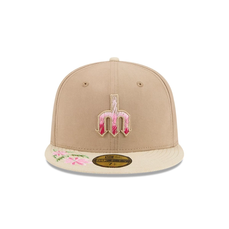 GORRA 59FIFTY SEATTLE MARINERS MLB HAND STITCHED BEIGE - 3