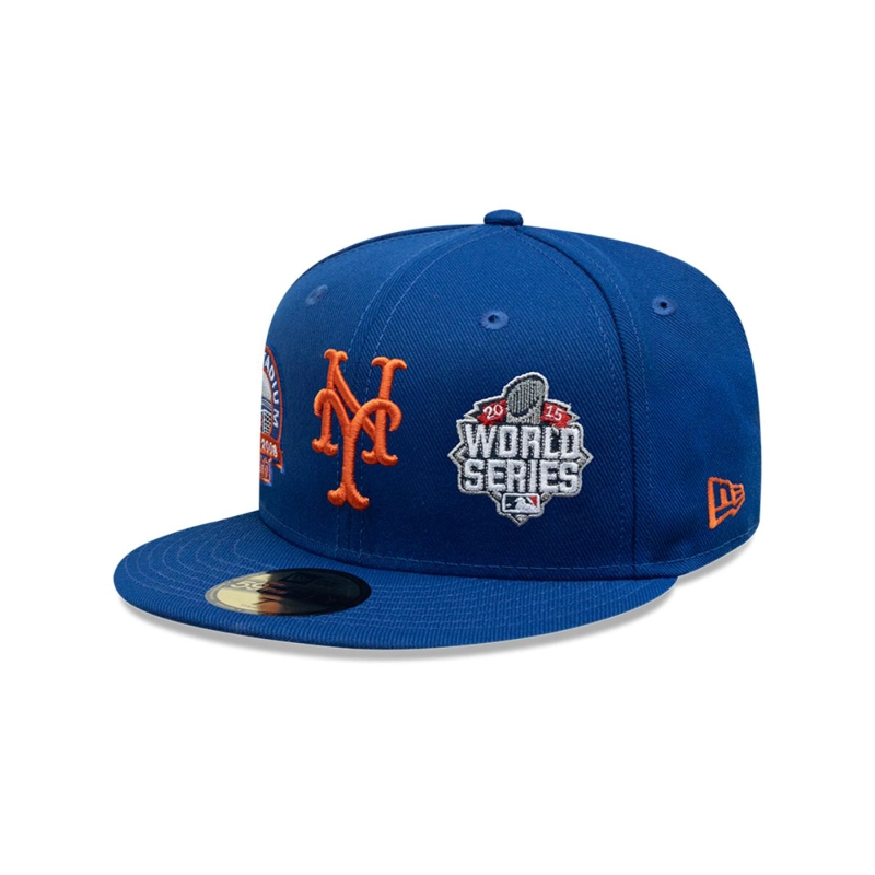 GORRA 59FIFTY NEW YORK METS MLB MANY PATCH AZUL - 1