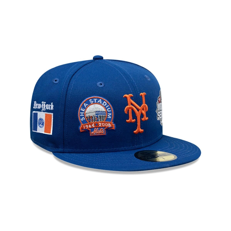 GORRA 59FIFTY NEW YORK METS MLB MANY PATCH AZUL - 2