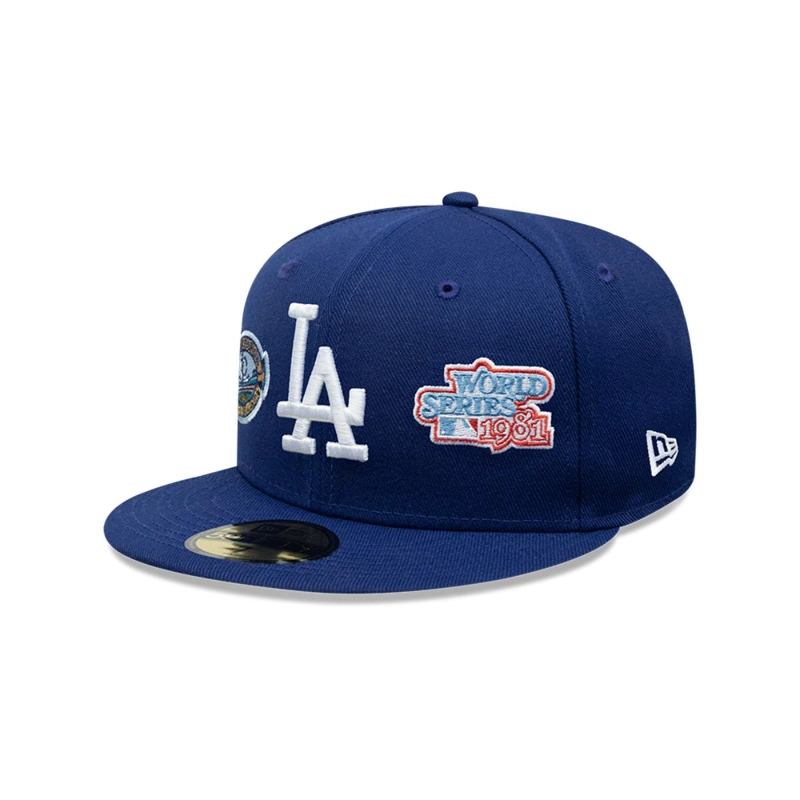 GORRA 59FIFTY LOS ANGELES DODGERS MLB MANY PATCH NEGRO - 1