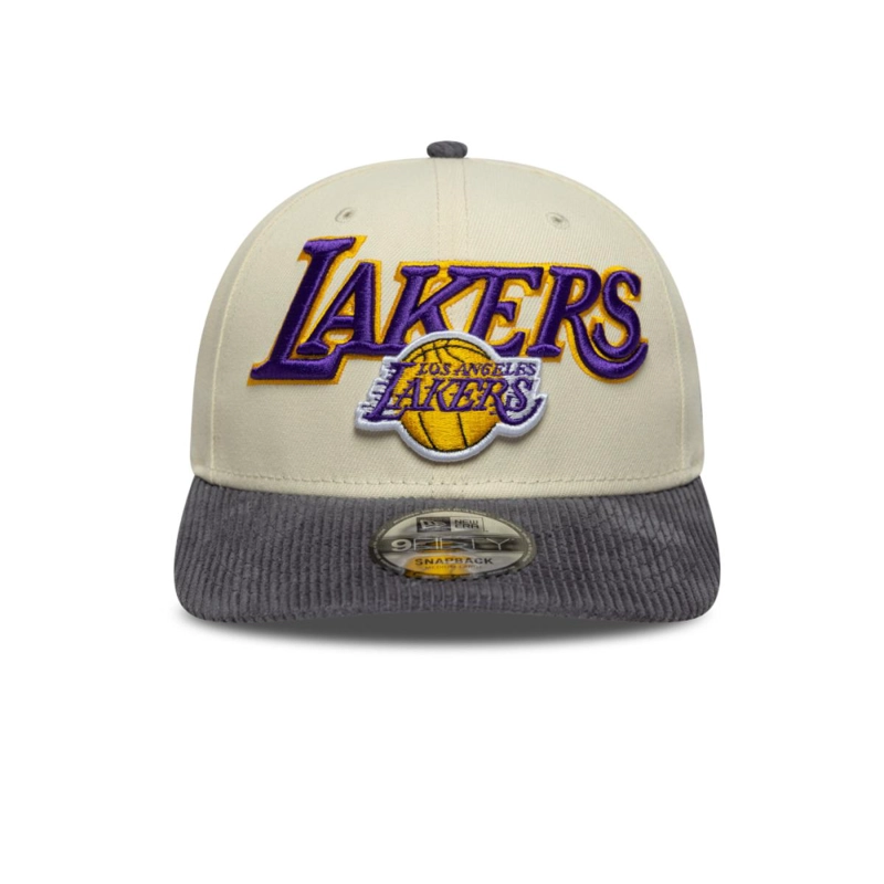 GORRA 9FIFTY LOS ANGELES LAKERS CORD VISOR BEIGE - 3