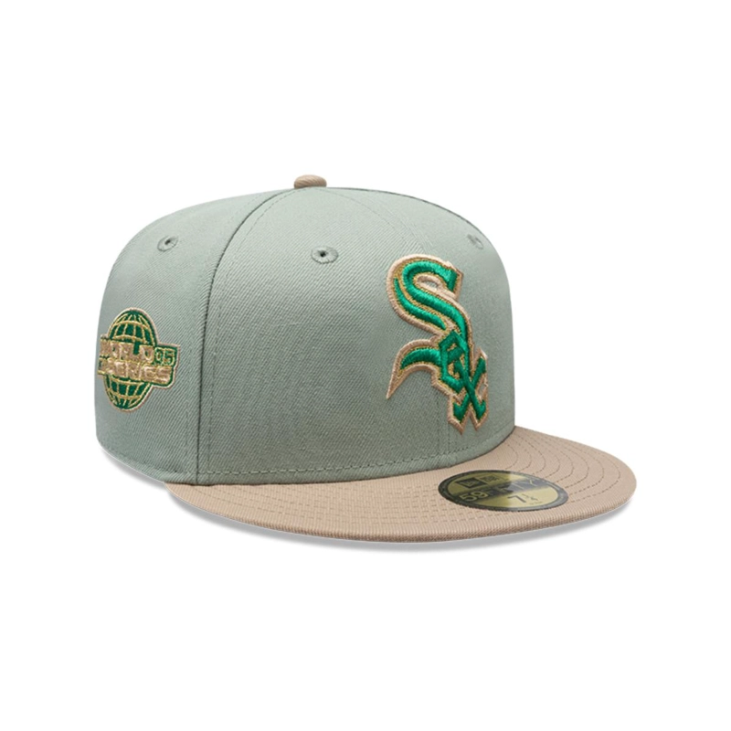 GORRA 59FIFTY CHICAGO WHITE SOX MLB GREEN CAMEL - 1