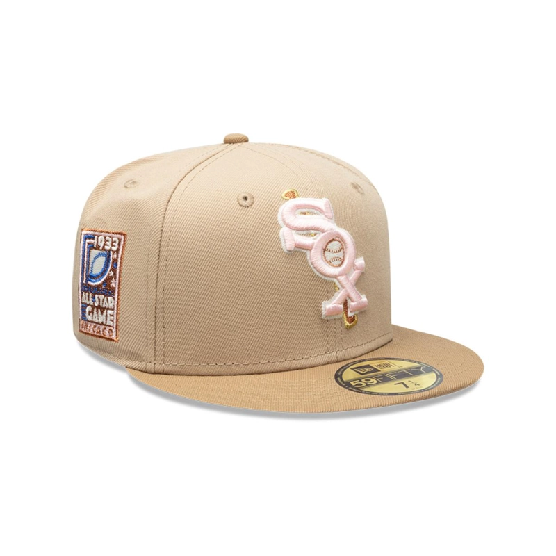 GORRA 59FIFTY CHICAGO WHITE SOX PINK KHAKI BEIGE - 1