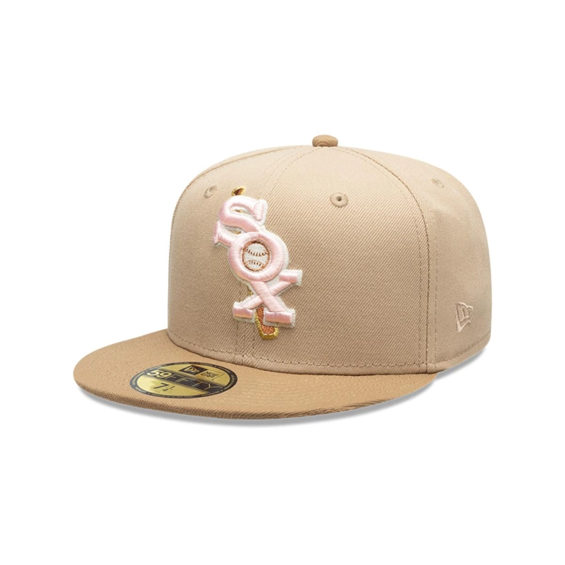 GORRA 59FIFTY CHICAGO WHITE SOX PINK KHAKI BEIGE - 2