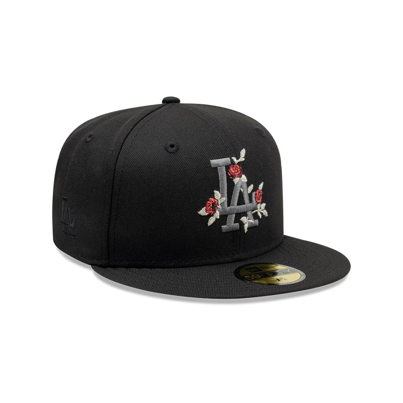 GORRA 59FIFTY MLB LOS ANGELES DODGERS GOTHIC FLOWERS NEGRO - 3