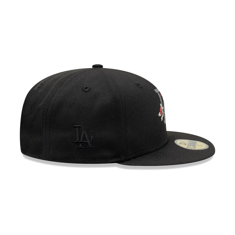 GORRA 59FIFTY MLB LOS ANGELES DODGERS GOTHIC FLOWERS NEGRO - 4
