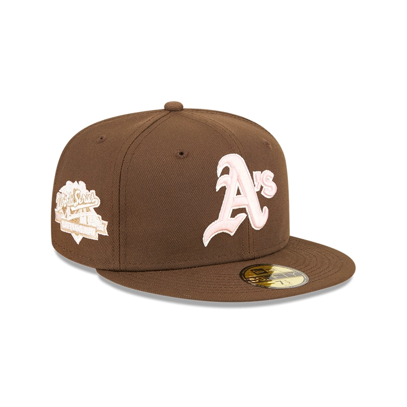 GORRA 59FIFTY MLB OAKLAND ATHLETICS WALNUT PINK MARRON - 1