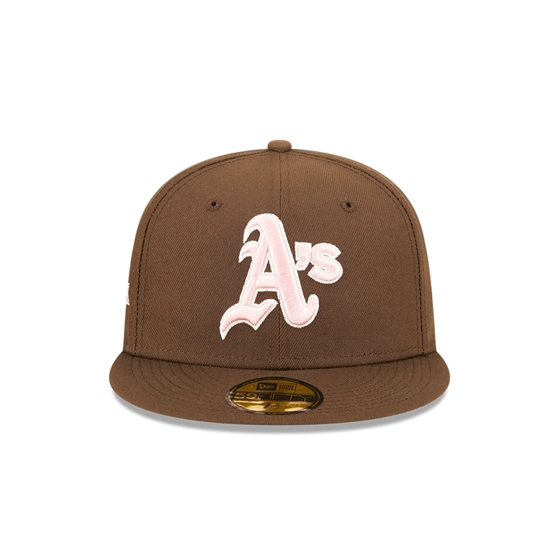 GORRA 59FIFTY MLB OAKLAND ATHLETICS WALNUT PINK MARRON - 3