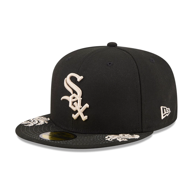 GORRA 59FIFTY MLB CHICAGO WHITE SOX WORDMARK NEGRO - 2