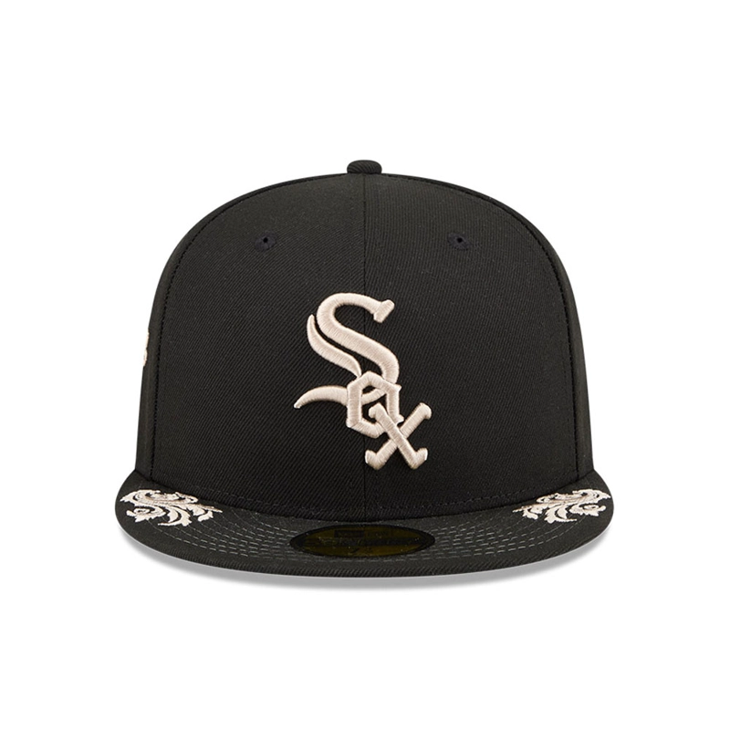 GORRA 59FIFTY MLB CHICAGO WHITE SOX WORDMARK NEGRO - 3