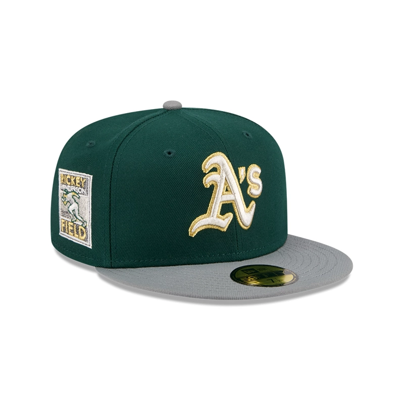 GORRA 59FIFTY MLB OAKLAND ATHLETICS GREEN STORM VERDE - 1