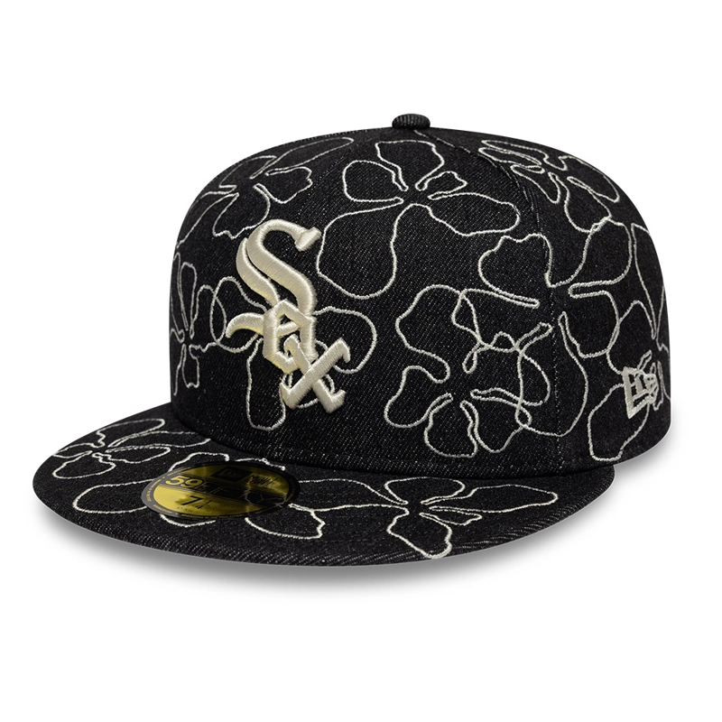 GORRA 59FIFTY MLB CHICAGO WHITE SOX FLORAL DENIM NEGRO - 1