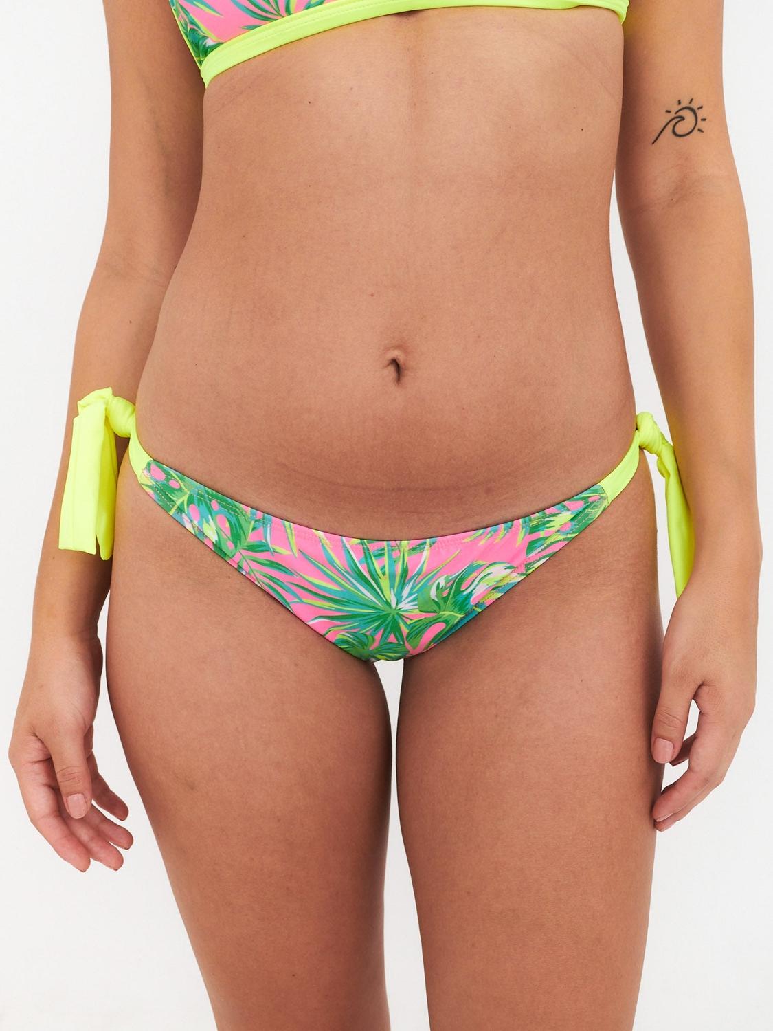BOTTOM DE BIKINI DAIKIRI MUJER CALZON AMARRAS HOJAS ROSA FLUOR FILTRO UV50+ - 1