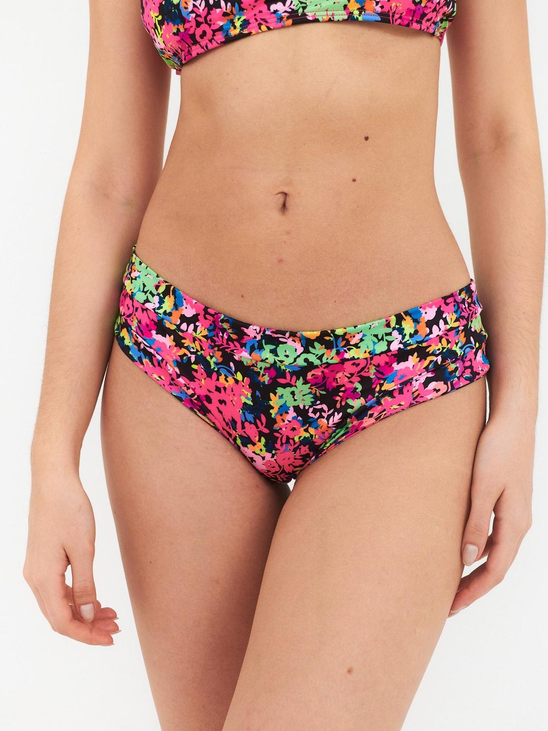 BOTTOM DE BIKINI DAIKIRI MUJER CALZON SIN COSTURAS FLORES NEGRO ROSA FLUOR FILTRO UV50+ - 1
