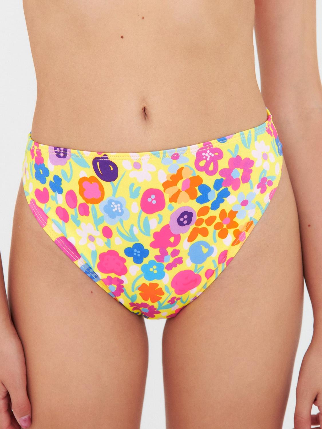 BOTTOM DE BIKINI DAIKIRI MUJER CALZON PIERNA ALTA FLORES AMARILLO FLUOR FILTRO UV50+ - 1