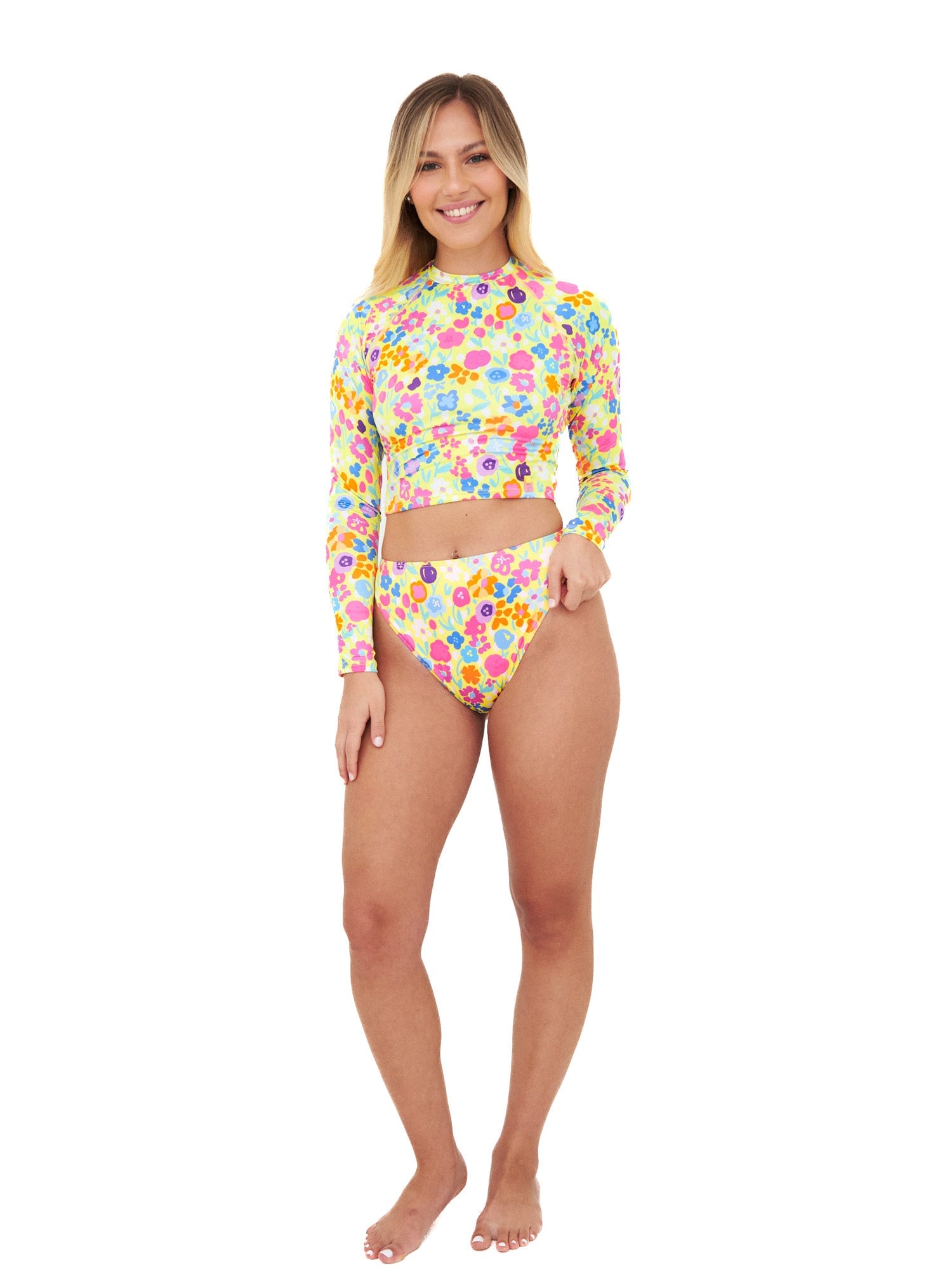 BOTTOM DE BIKINI DAIKIRI MUJER CALZON PIERNA ALTA FLORES AMARILLO FLUOR FILTRO UV50+ - 7