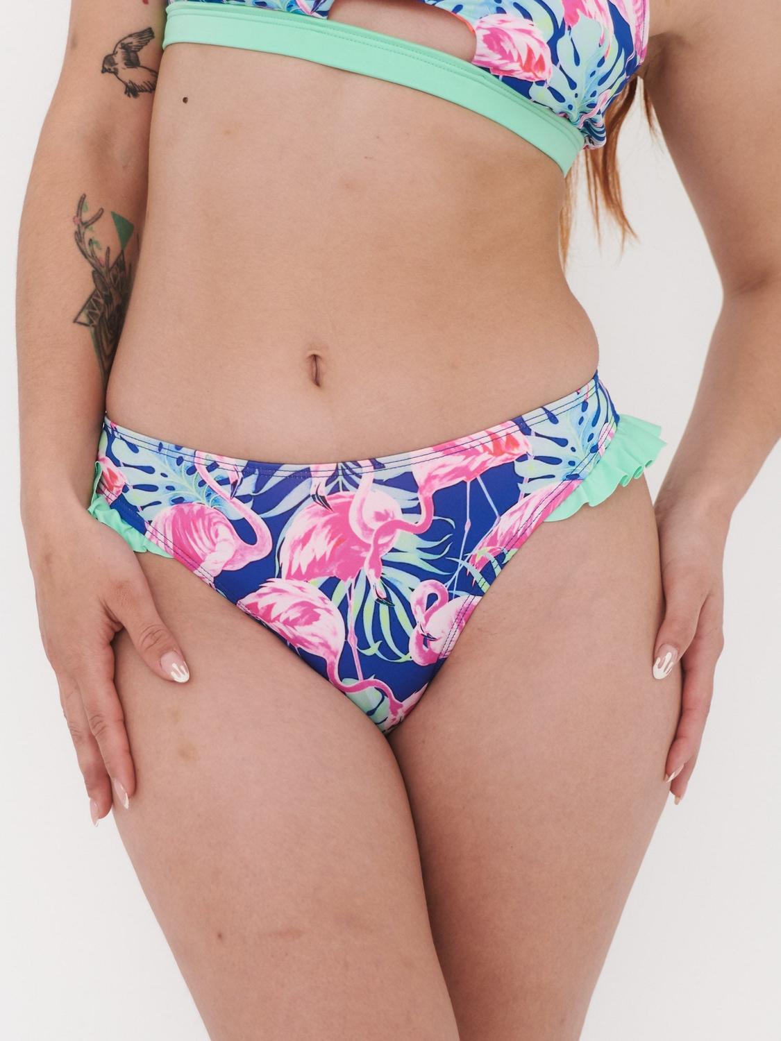 BOTTOM DE BIKINI DAIKIRI MUJER CALZON VUELOS FLAMENCOS AZUL FLUOR FILTRO UV50+ - 1