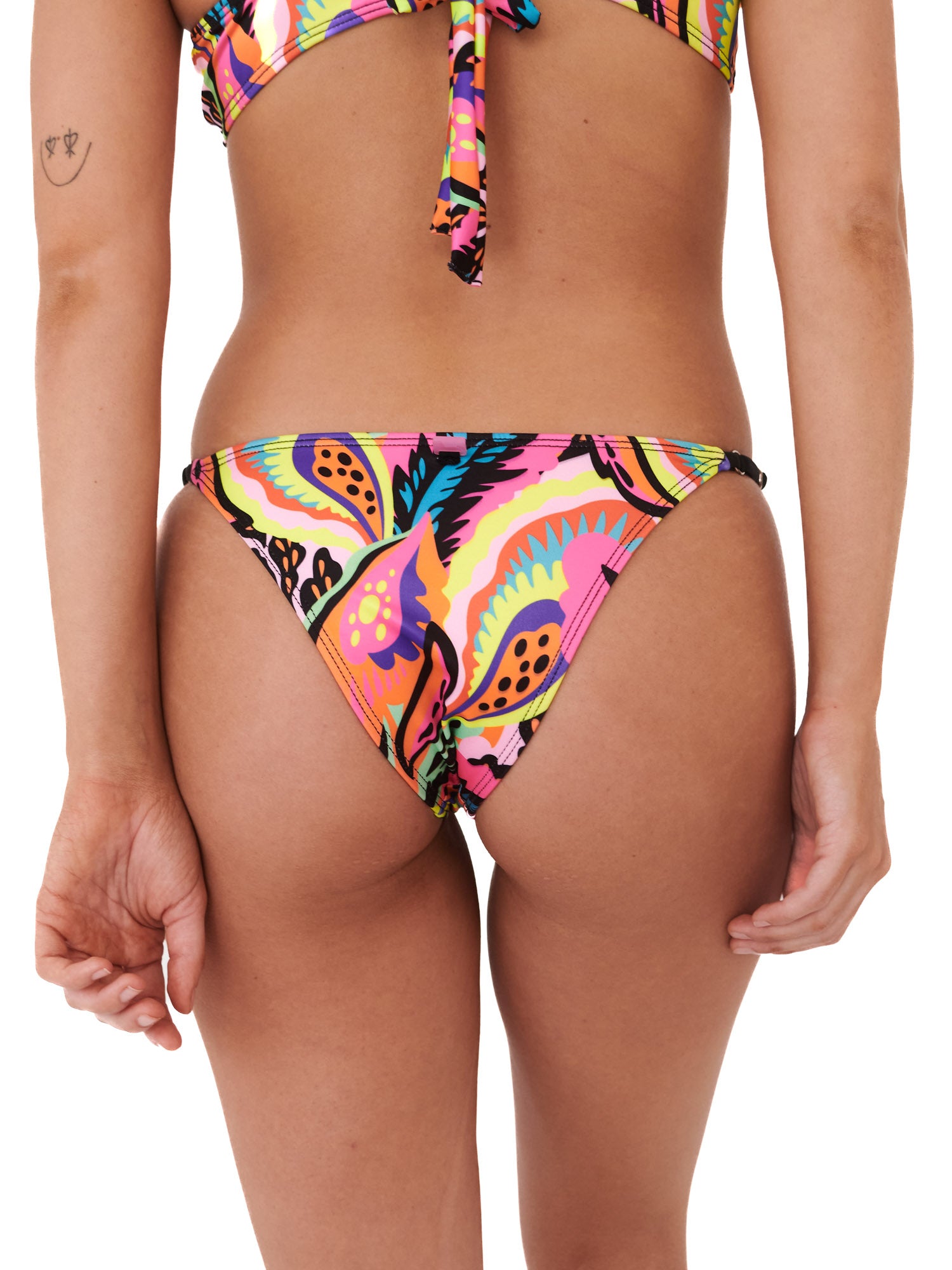 BIKINI DAIKIRI MUJER DEPORTIVO LAZO REGULABLE CADERA FLORES NEGRO FLUOR FILTRO UV50+ - 6