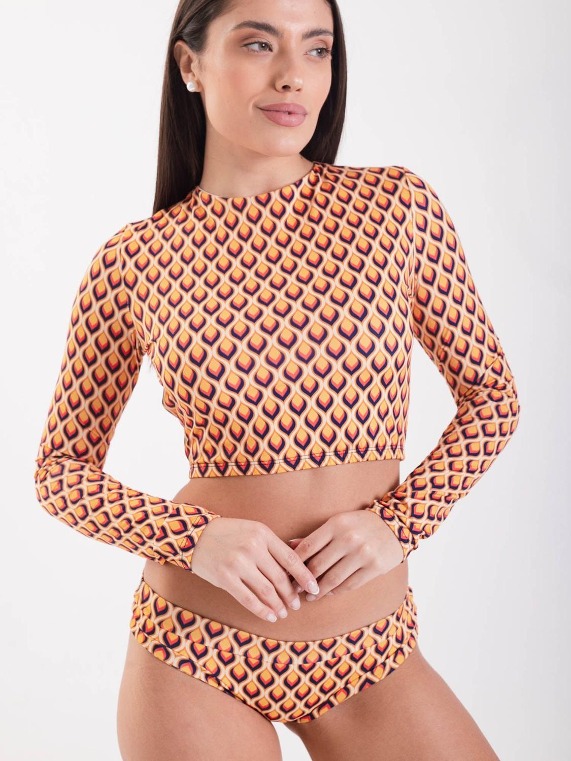 POLERA SURF MUJER DAIKIRI BIKINIS BALI ESTAMPADO CREMA MANGA LARGA DEPORTIVO PROTECCIÓN UV 50+ - 1