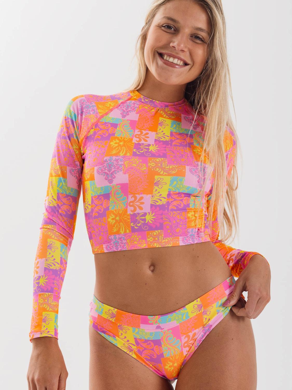 BIKINI MUJER DAIKIRI BIKINIS MUNDAKA ARUBA SURF ESTAMPADO NARANJO MANGA LARGA AJUSTABLE UV 50+ - 1