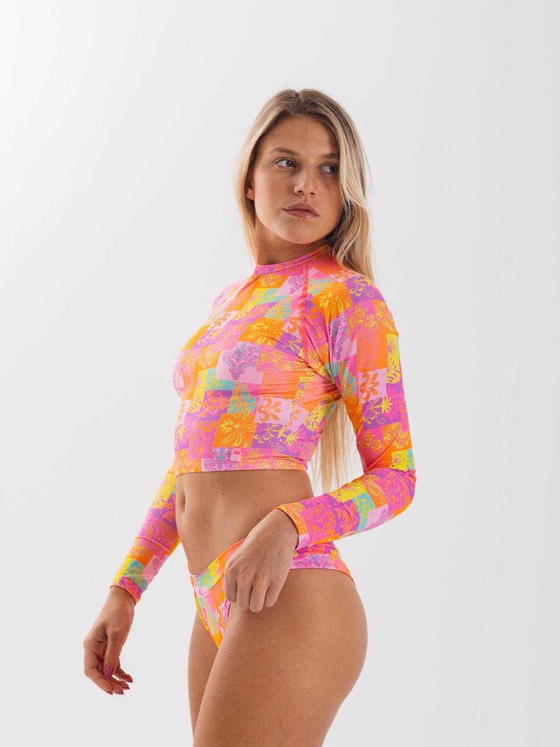 BIKINI MUJER DAIKIRI BIKINIS MUNDAKA ARUBA SURF ESTAMPADO NARANJO MANGA LARGA AJUSTABLE UV 50+ - 4