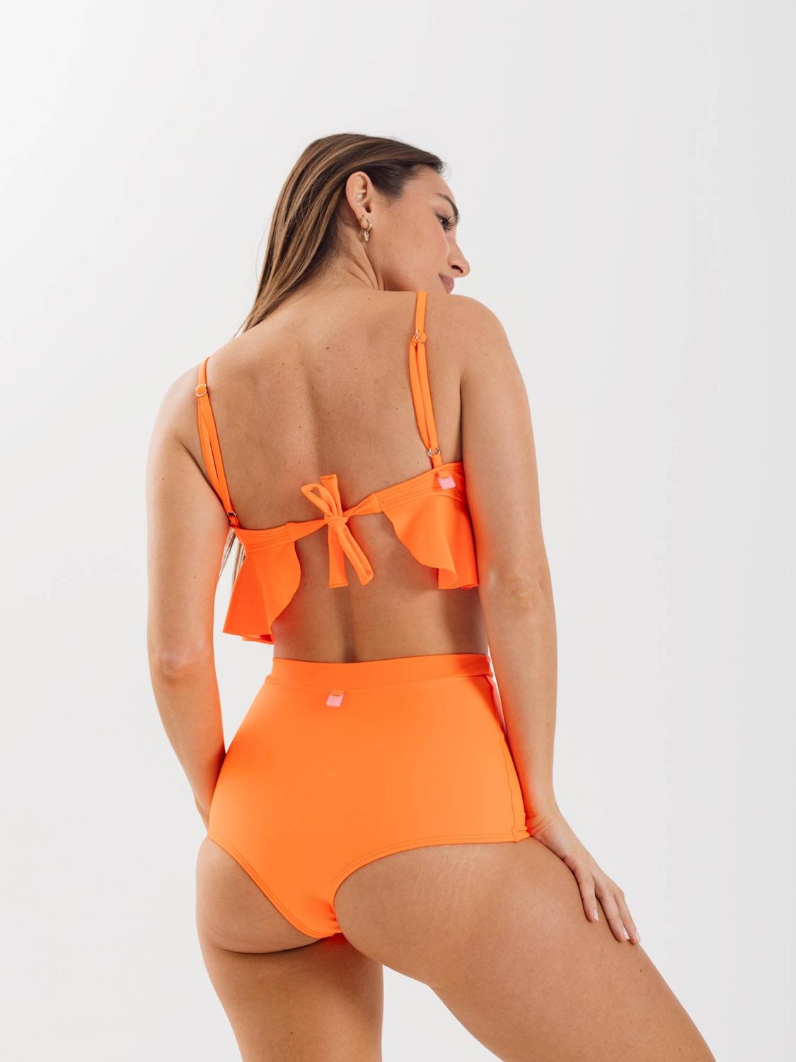 BOTTOM DE BIKINI DAIKIRI MUJER SHORT TIRO ALTO NARANJO FLUOR FILTRO UV50+ - 4