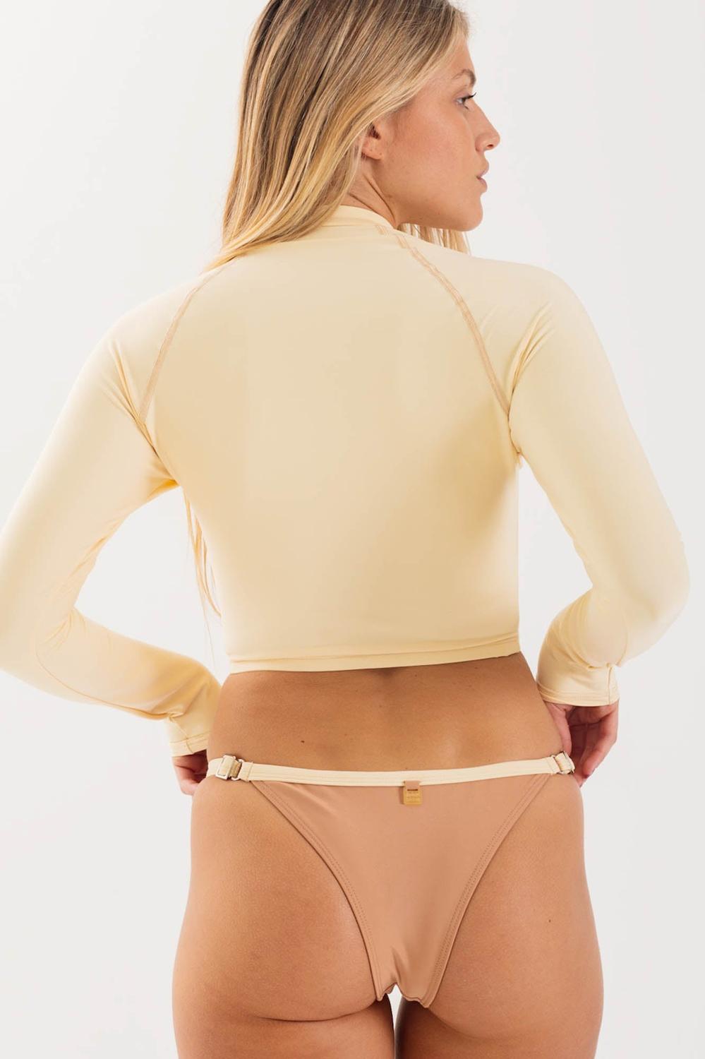 BIKINI SURF DAIKIRI MUJER MANGA LARGA CALZON AJUSTABLE COSTADOS CREMA CAFE  FILTRO UV50+ - 2