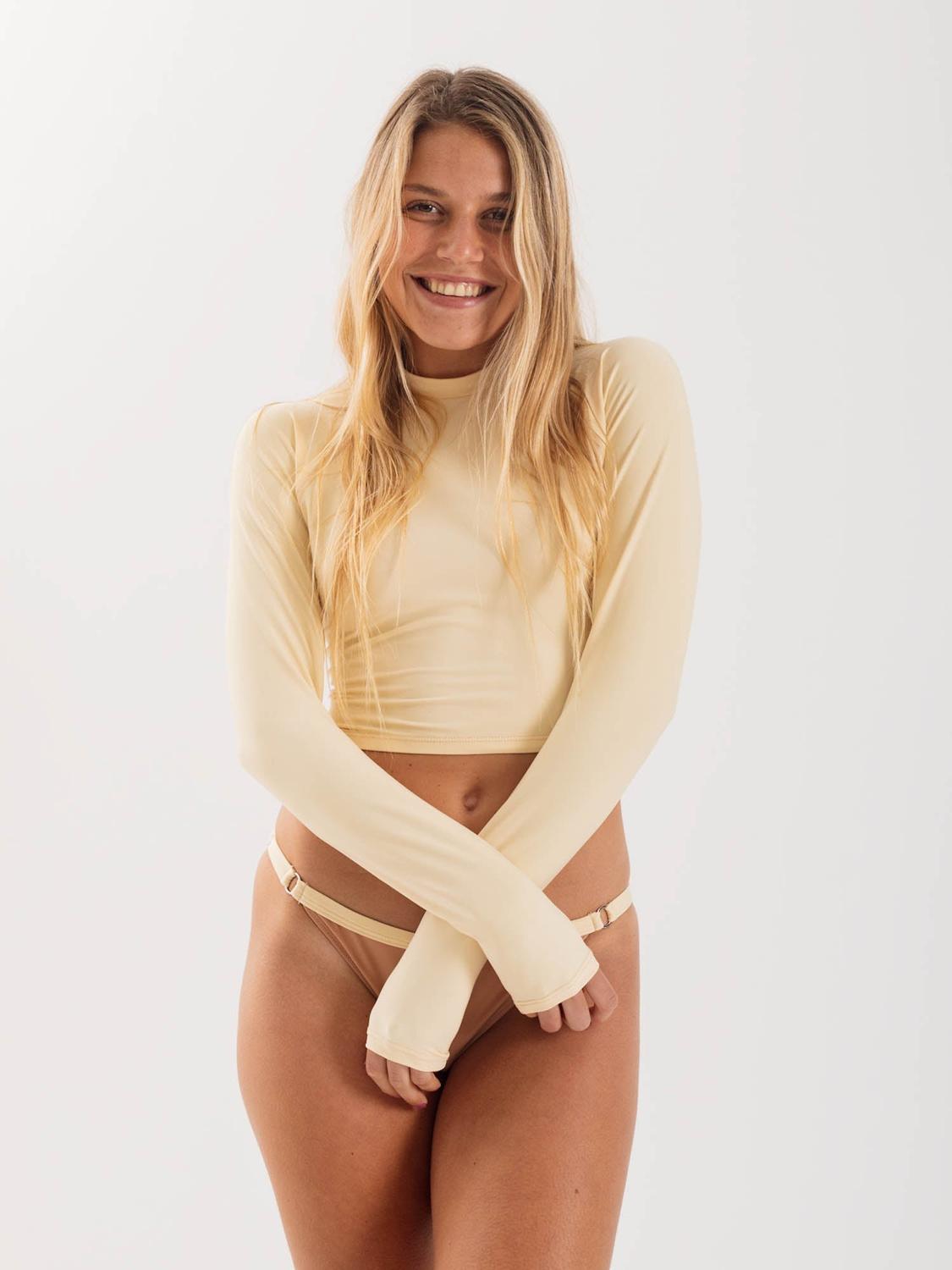 BIKINI SURF DAIKIRI MUJER MANGA LARGA CALZON AJUSTABLE COSTADOS CREMA CAFE  FILTRO UV50+ - 4