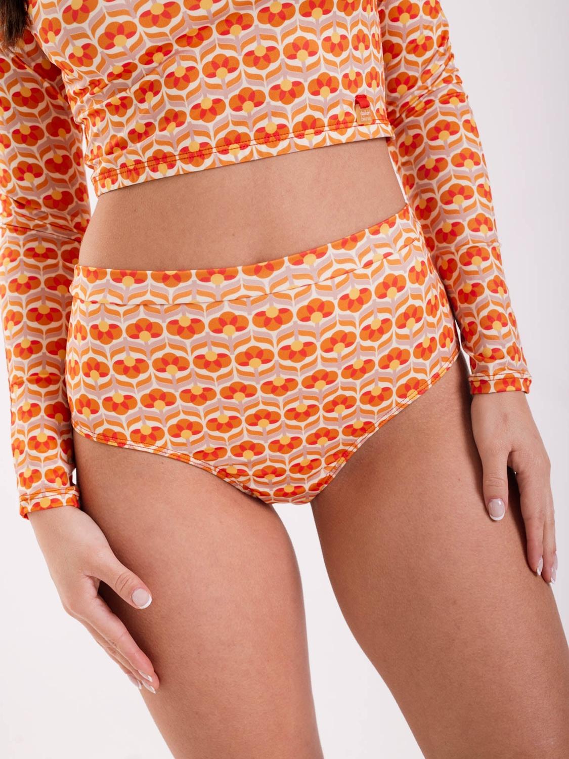 BIKINI MUJER DAIKIRI BIKINIS CANGGU BOTTOM DE ESTAMPADO CREMA TIRO ALTO CULOTE PROTECCIÓN UV 50+ - 1