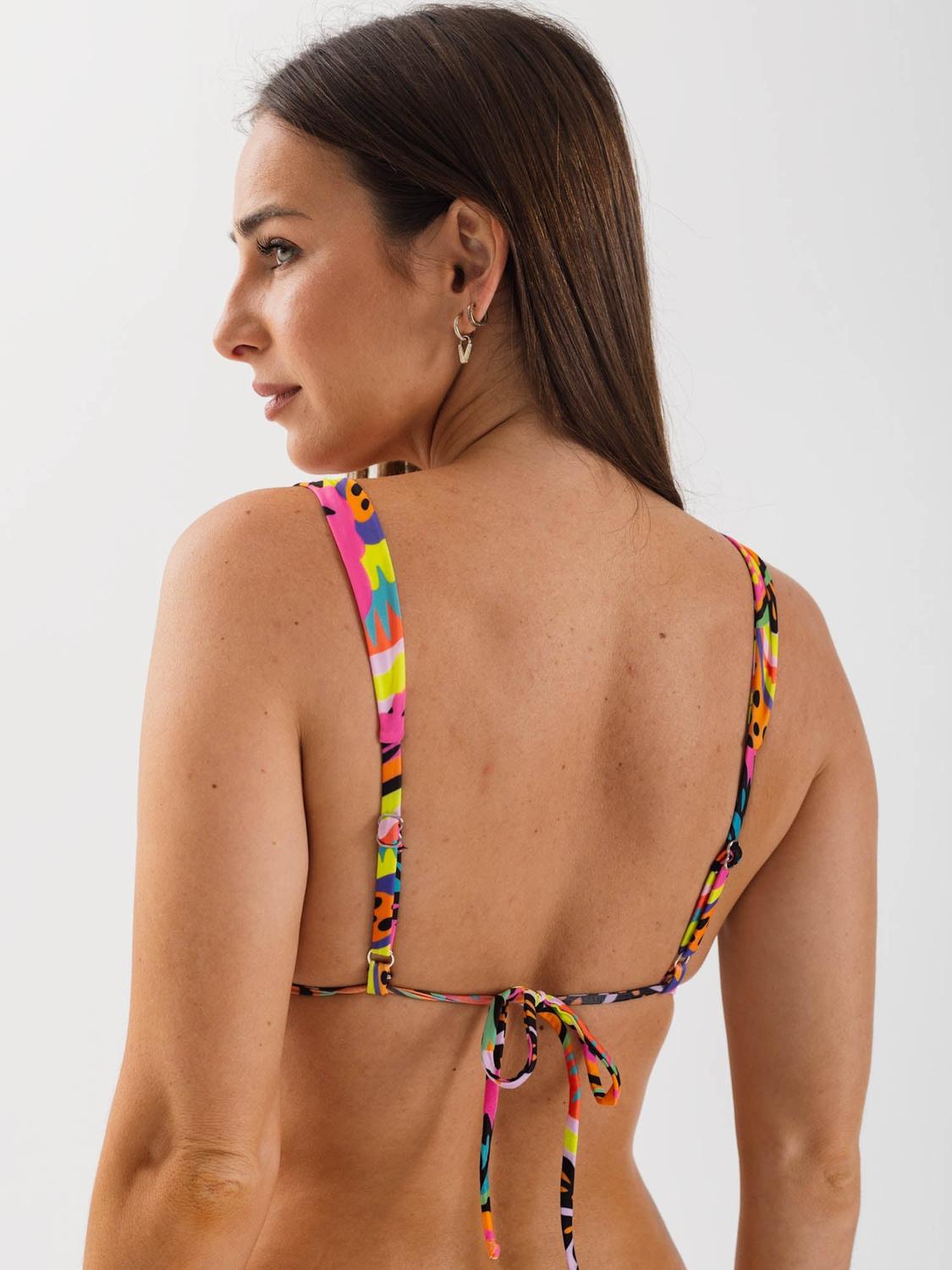 TOP DE BIKINI DAIKIRI MUJER TRIANGULO ANCHO FLORES NEGRO FLUOR FILTRO UV50+ - 2