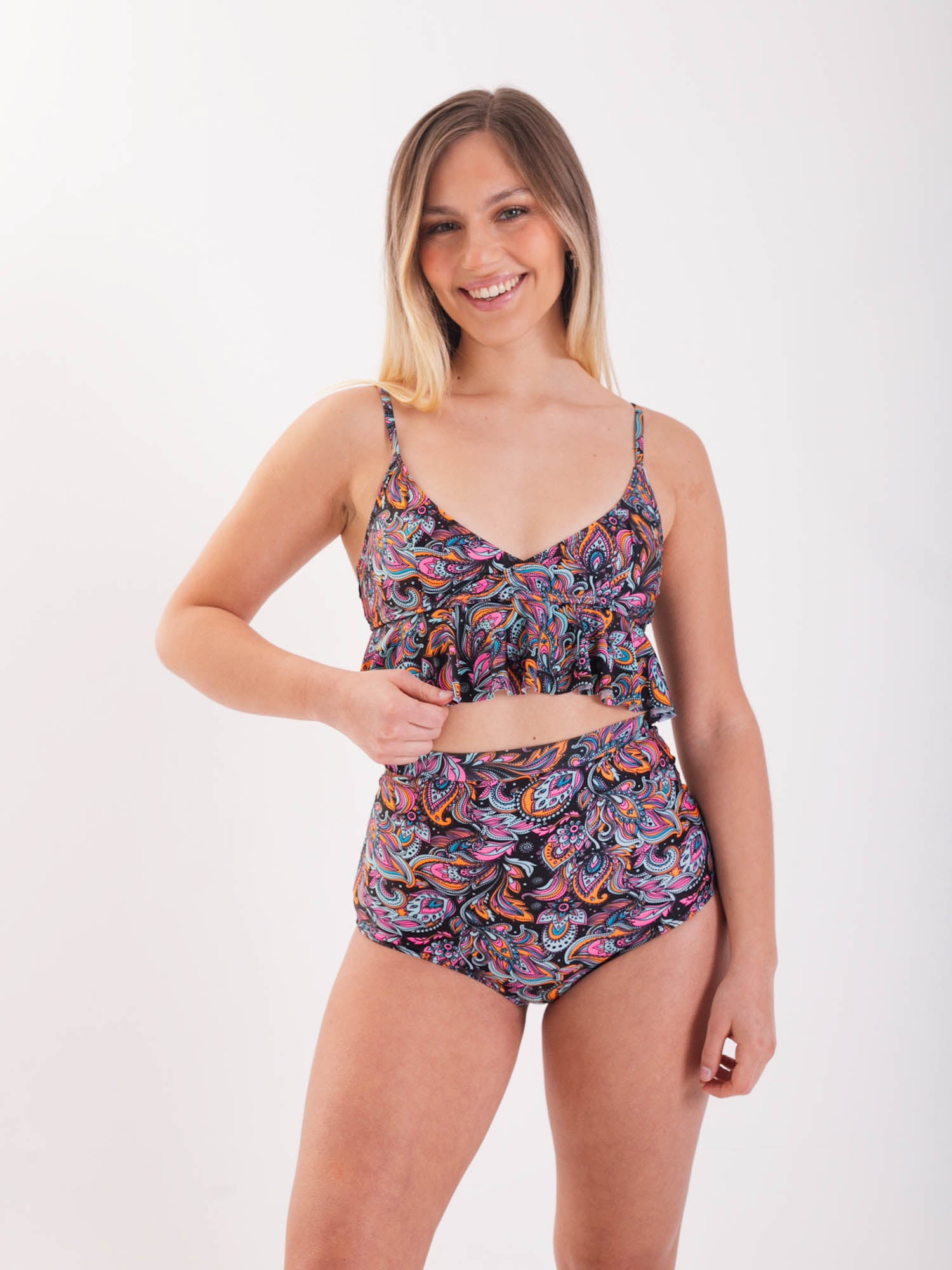 BIKINI MUJER DAIKIRI BIKINIS SPLIT TOP DE ESTAMPADO NEGRO TRIÁNGULO AJUSTABLE PROTECCIÓN UV 50+ - 5