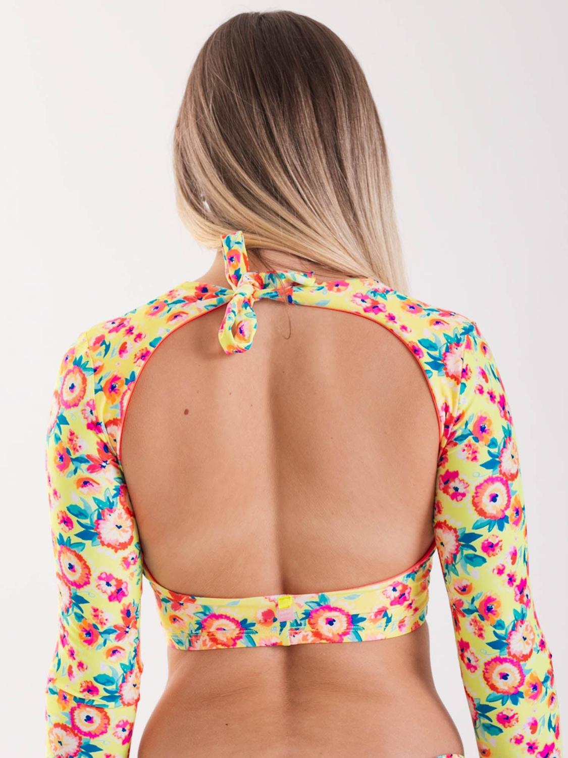 POLERA SURF MUJER DAIKIRI BIKINIS BALI ESTAMPADO AMARILLO MANGA LARGA DEPORTIVO PROTECCIÓN UV 50+ - 2