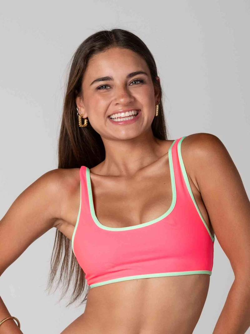 TOP DE BIKINI DAIKIRI MUJER DEPORTIVO AJUSTABLE ROSADO FUCSIA FLUOR VERDE MENTA PROTECCION UV50+ - 1
