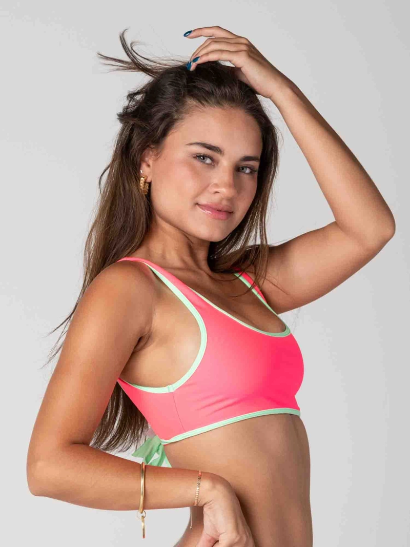 TOP DE BIKINI DAIKIRI MUJER DEPORTIVO AJUSTABLE ROSADO FUCSIA FLUOR VERDE MENTA PROTECCION UV50+ - 2
