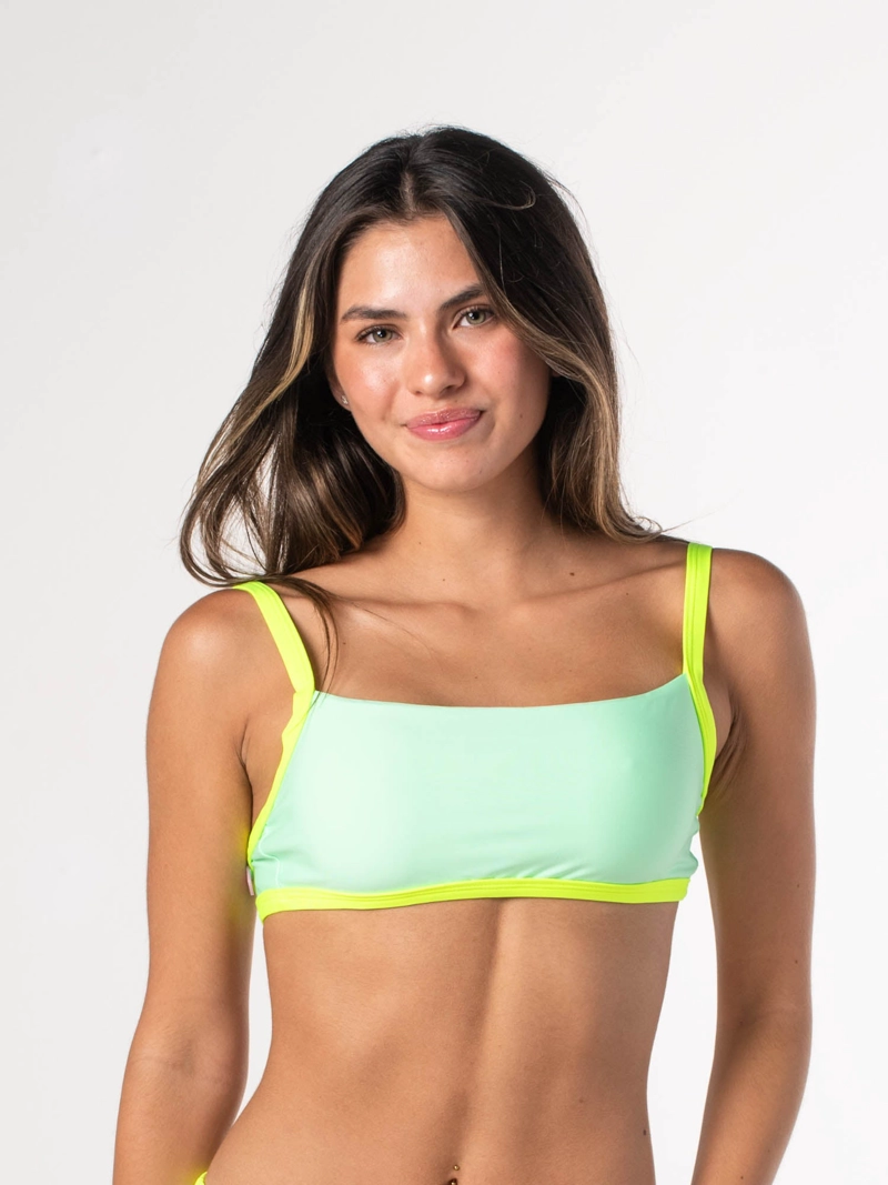 TOP DE BIKINI DAIKIRI MUJER ESCOTE CUADRADO AJUSTABLE VERDE MENTA AMARILLO FLUOR PROTECCION UV50+ - 5