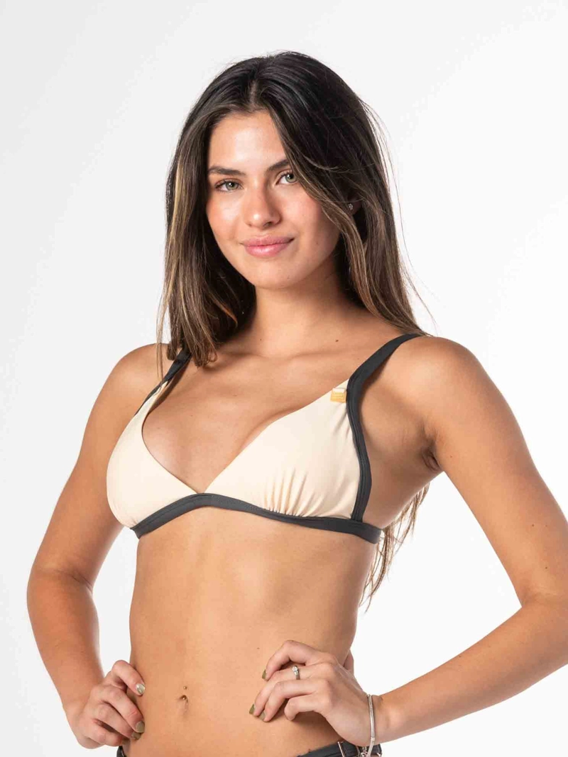 TOP DE BIKINI DAIKIRI MUJER TRIANGULO AJUSTABLE CREMA GRIS GRAFITO PROTECCION UV50+ - 1