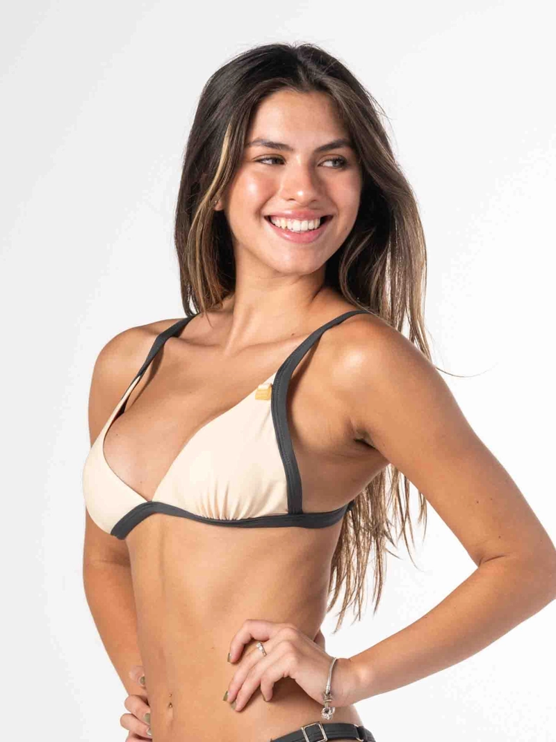 TOP DE BIKINI DAIKIRI MUJER TRIANGULO AJUSTABLE CREMA GRIS GRAFITO PROTECCION UV50+ - 4