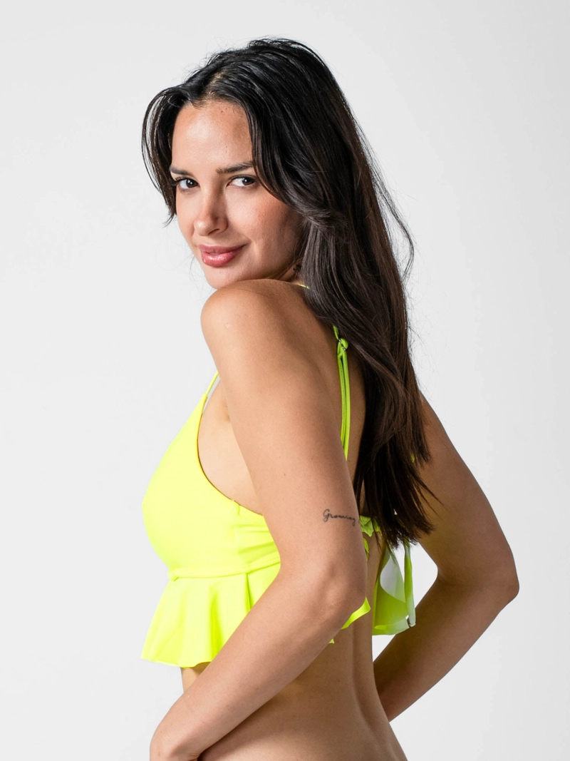 TOP DE BIKINI DAIKIRI MUJER TRIANGULO VOLADOS AMARILLO FLUOR PROTECCION UV50+ - 2