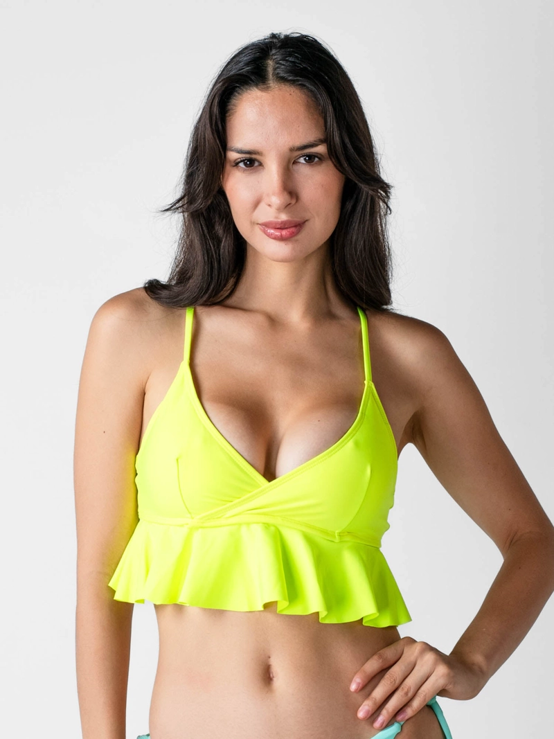 TOP DE BIKINI DAIKIRI MUJER TRIANGULO VOLADOS AMARILLO FLUOR PROTECCION UV50+ - 3