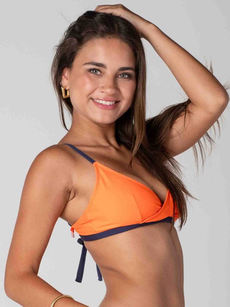 TOP DE BIKINI DAIKIRI MUJER TRIANGULO CRUZADO NARANJO AZUL MARINO PROTECCION UV50+ - 2