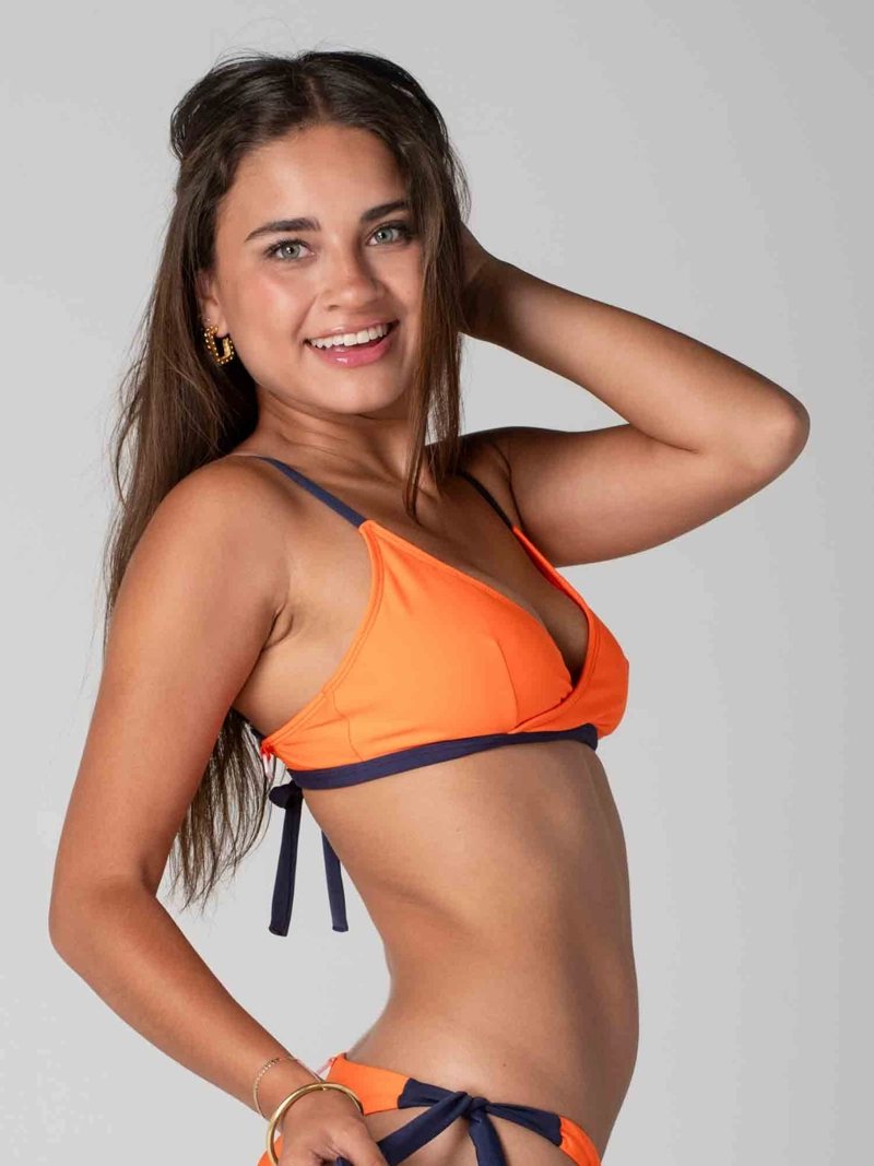 TOP DE BIKINI DAIKIRI MUJER TRIANGULO CRUZADO NARANJO AZUL MARINO PROTECCION UV50+ - 4