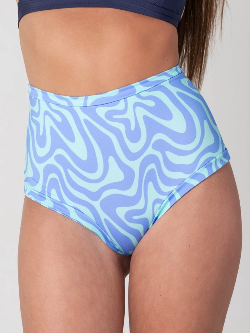 BOTTOM DE BIKINI DAIKIRI MUJER CALZON TIRO ALTO SIN ELASTICOS PSICODE LICO AZUL MENTA PROTECCION - 1