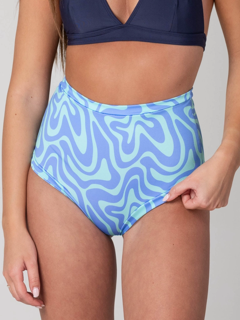 BOTTOM DE BIKINI DAIKIRI MUJER CALZON TIRO ALTO SIN ELASTICOS PSICODE LICO AZUL MENTA PROTECCION - 3