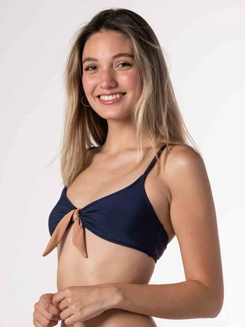 TOP DE BIKINI DAIKIRI MUJER DEPORTIVO CON LAZO AZUL MARINO CAFE  PROTECCION UV50+ - 2