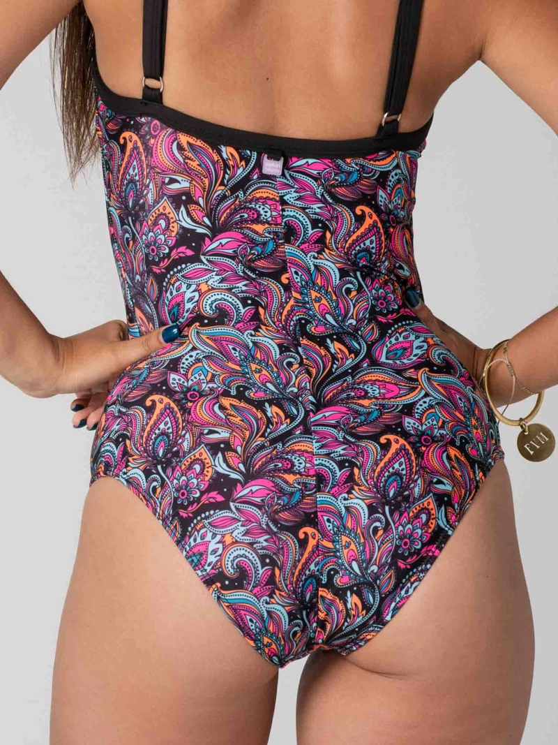 TRAJE DE BAÑO DAIKIRI MUJER ESCOTE CUADRADO BULGARO NEGRO FLUOR PROTECCION UV50+ - 8
