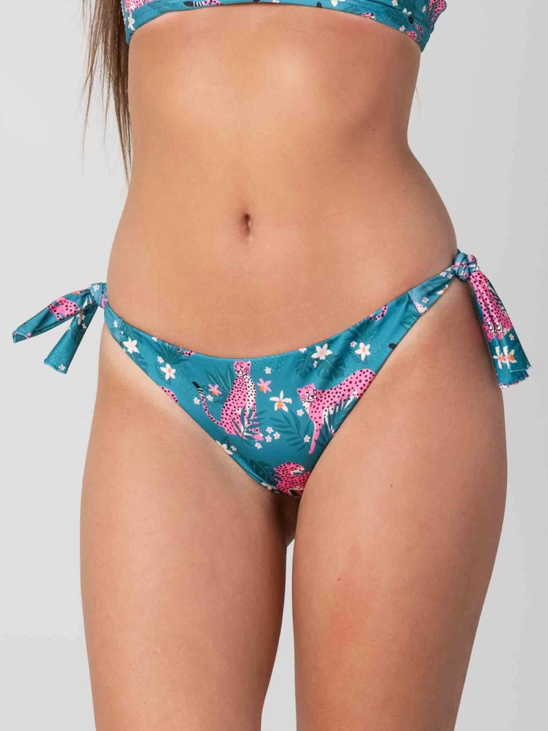 BOTTOM DE BIKINI DAIKIRI MUJER CALZON AMARRAS SELVA LEOPARDO VERDE PROTECCION UV50+ - 1